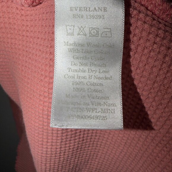 Everlane Waffle Knit Tee Size M Dusty Rose Short Sleeve Scalloped Hem Top - Picture 4 of 5